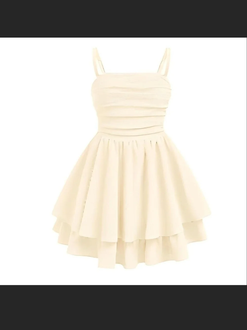 Girls Cream Spaghetti-Strap Layered Dress